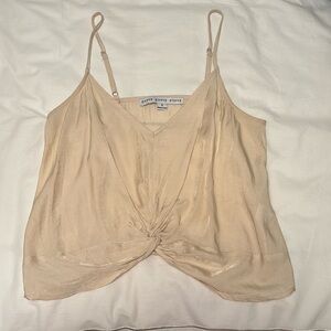 Tan blouse with knot in the middle